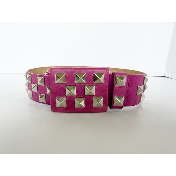 Streets Ahead Studded Leather B Roger Belt Pink Silver Studs Medium Rare main image 8